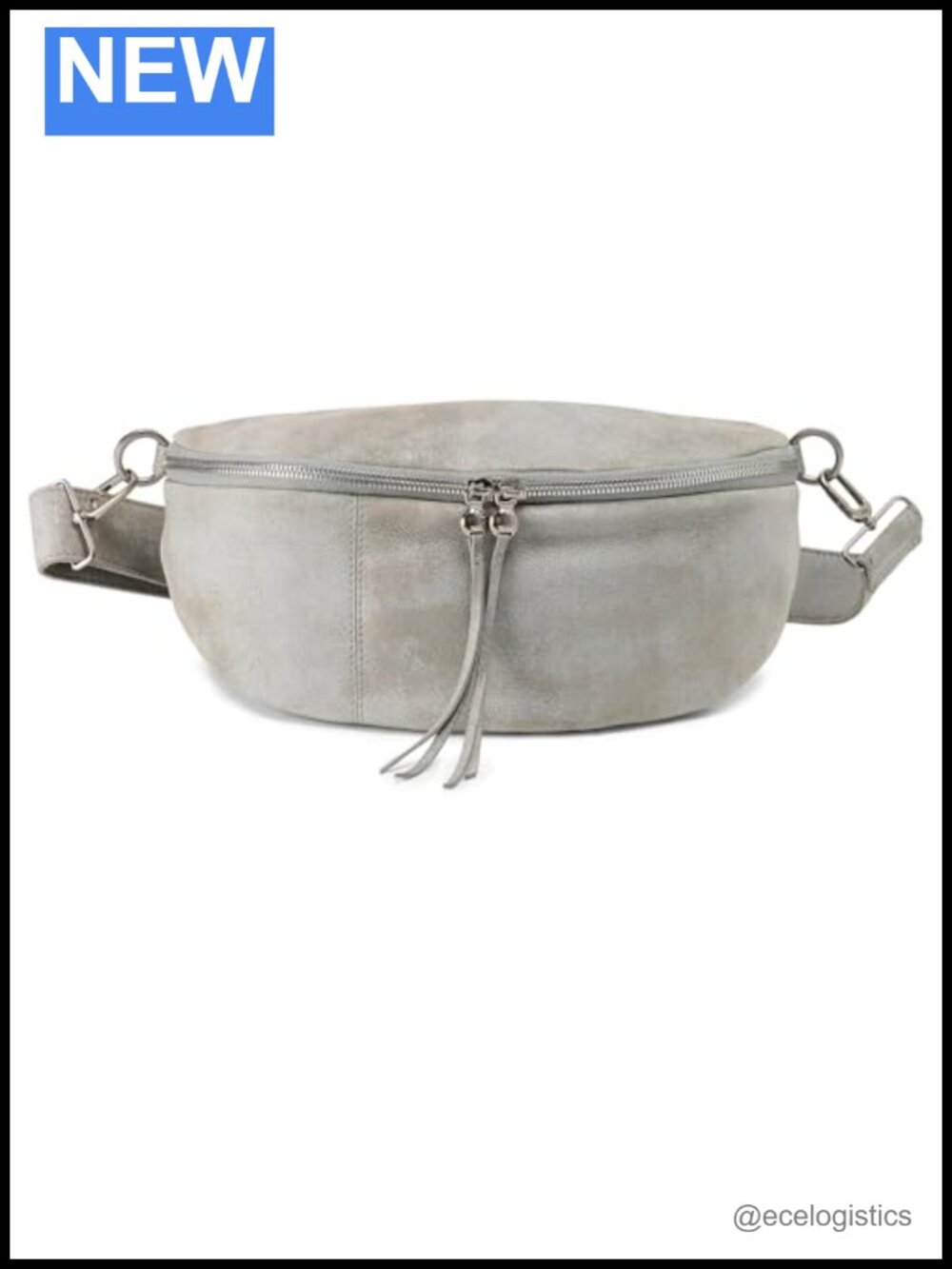 Genuine Leather Belt Bag Hands-Free Crossbody with Zipper